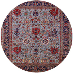 Round Mid-Century Modern Pink Oriental Rug, urb2381