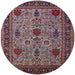 Round Mid-Century Modern Pink Oriental Rug, urb2381