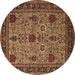 Round Oriental Brown Industrial Rug, urb2381brn