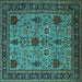 Square Oriental Turquoise Industrial Rug, urb2381turq