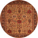 Round Oriental Orange Industrial Rug, urb2381org