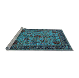 Sideview of Machine Washable Oriental Light Blue Industrial Rug, wshurb2381lblu