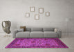 Machine Washable Oriental Pink Industrial Rug in a Living Room, wshurb2381pnk