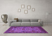 Machine Washable Oriental Purple Industrial Area Rugs in a Living Room, wshurb2381pur