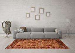 Machine Washable Oriental Orange Industrial Area Rugs in a Living Room, wshurb2381org