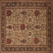 Square Machine Washable Oriental Brown Industrial Rug, wshurb2381brn