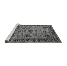 Sideview of Machine Washable Oriental Gray Industrial Rug, wshurb2381gry