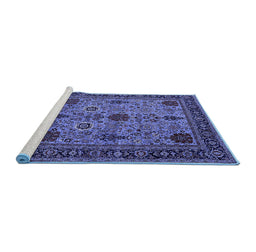 Sideview of Machine Washable Oriental Blue Industrial Rug, wshurb2381blu