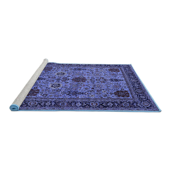 Sideview of Machine Washable Oriental Blue Industrial Rug, wshurb2381blu