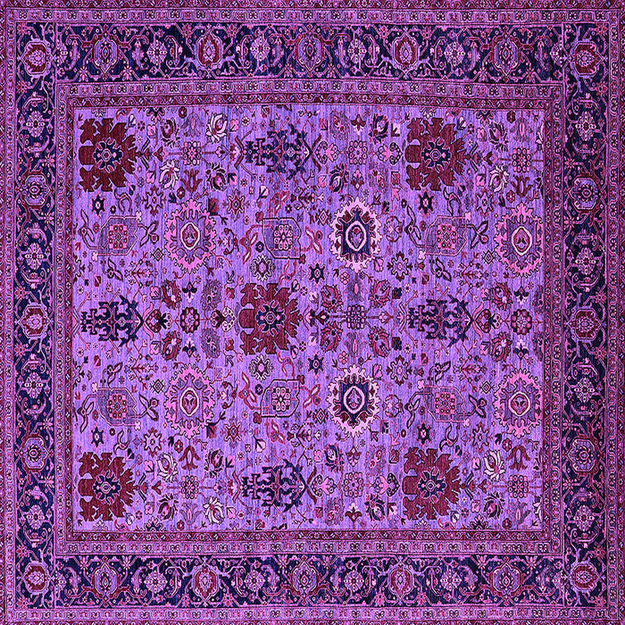 Square Machine Washable Oriental Purple Industrial Area Rugs, wshurb2381pur