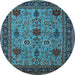 Round Oriental Light Blue Industrial Rug, urb2381lblu