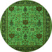 Round Oriental Green Industrial Rug, urb2381grn