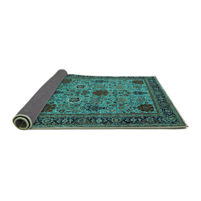 Sideview of Oriental Turquoise Industrial Rug, urb2381turq