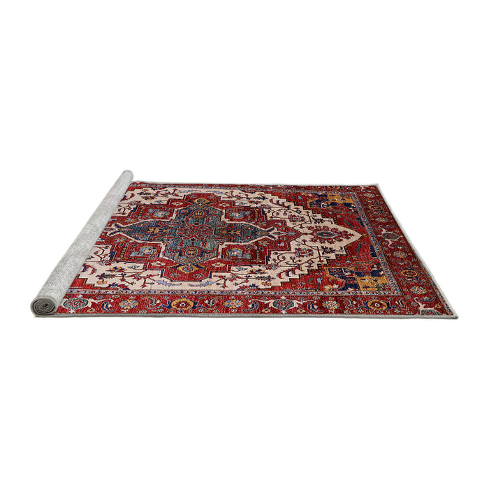 Sideview of Machine Washable Industrial Modern Cranberry Red Rug, wshurb2382