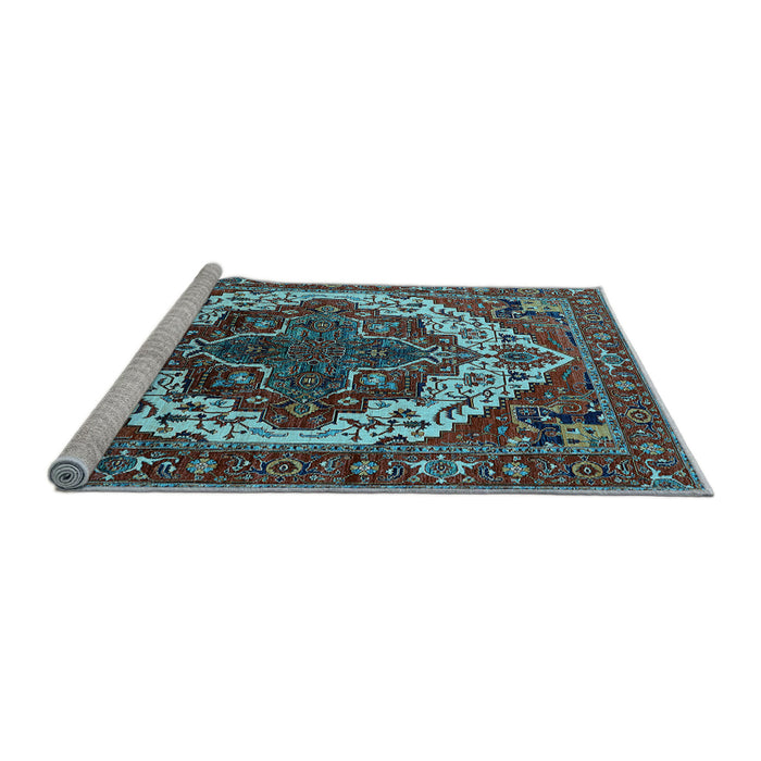Sideview of Machine Washable Oriental Light Blue Industrial Rug, wshurb2382lblu