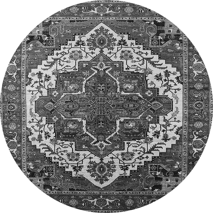 Round Oriental Gray Industrial Rug, urb2382gry