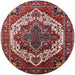 Round Machine Washable Industrial Modern Cranberry Red Rug, wshurb2382