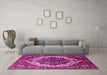 Machine Washable Oriental Pink Industrial Rug in a Living Room, wshurb2382pnk