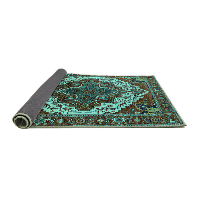 Sideview of Oriental Turquoise Industrial Rug, urb2382turq