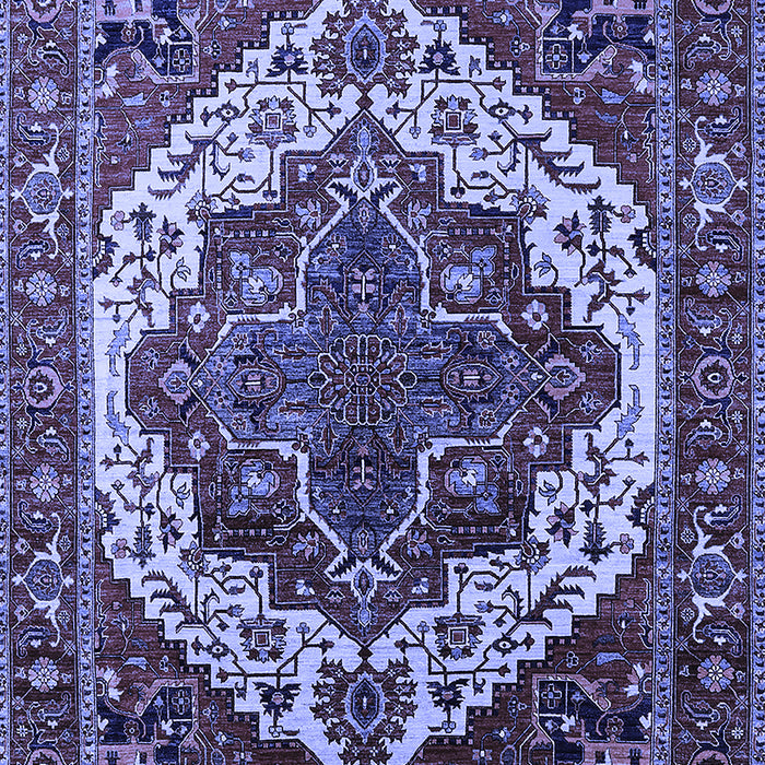 Machine Washable Oriental Blue Industrial Rug, wshurb2382blu