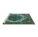 Sideview of Machine Washable Oriental Turquoise Industrial Area Rugs, wshurb2382turq