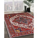 Mid-Century Modern Cranberry Red Oriental Rug in Family Room, urb2382