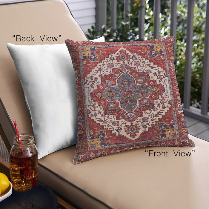 Front View of Mid-Century Modern Urban Square Cranberry Red Throw Pillow, 18 inch by 18 inch, pwurb2382