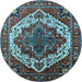 Round Oriental Light Blue Industrial Rug, urb2382lblu