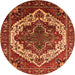 Round Machine Washable Oriental Orange Industrial Area Rugs, wshurb2382org