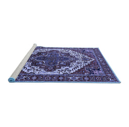 Sideview of Machine Washable Oriental Blue Industrial Rug, wshurb2382blu