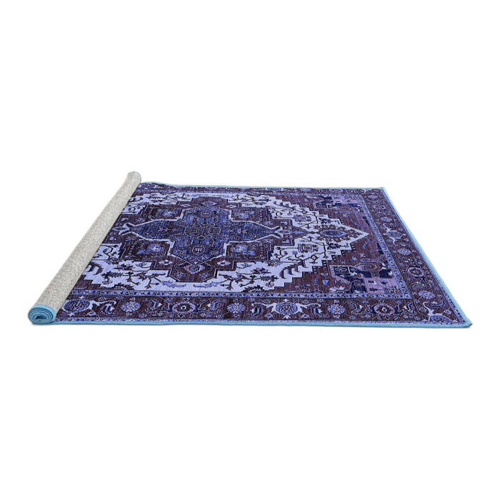 Sideview of Machine Washable Oriental Blue Industrial Rug, wshurb2382blu