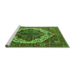 Sideview of Machine Washable Oriental Green Industrial Area Rugs, wshurb2382grn