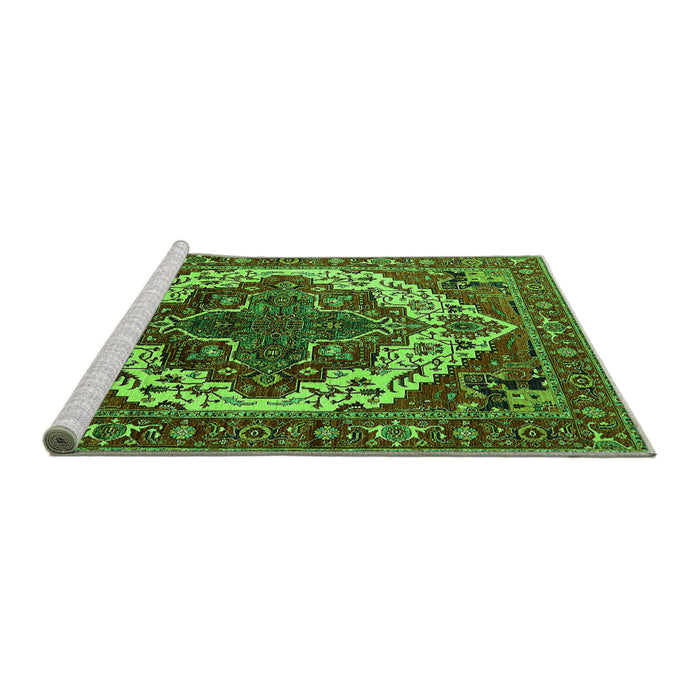 Sideview of Machine Washable Oriental Green Industrial Area Rugs, wshurb2382grn