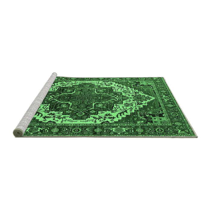 Sideview of Machine Washable Oriental Emerald Green Industrial Area Rugs, wshurb2382emgrn