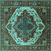 Square Oriental Turquoise Industrial Rug, urb2382turq