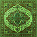 Square Machine Washable Oriental Green Industrial Area Rugs, wshurb2382grn