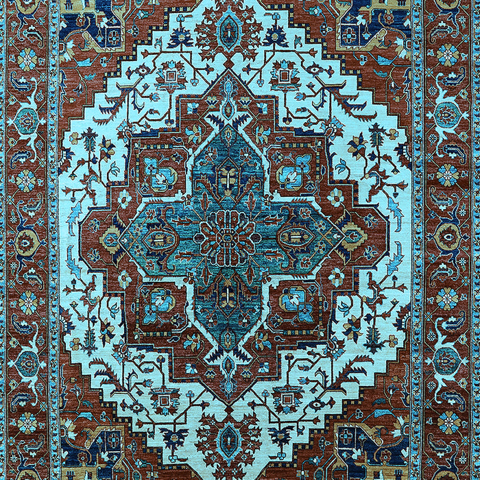 Machine Washable Oriental Light Blue Industrial Rug, wshurb2382lblu