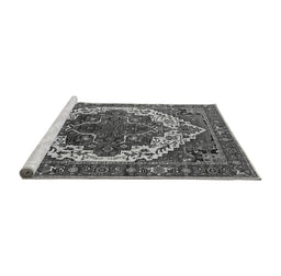 Sideview of Machine Washable Oriental Gray Industrial Rug, wshurb2382gry