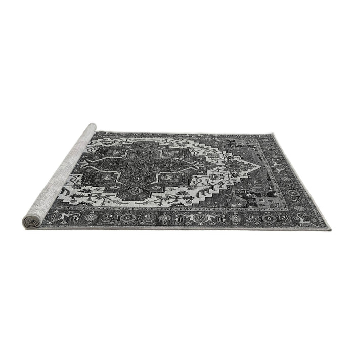 Sideview of Machine Washable Oriental Gray Industrial Rug, wshurb2382gry