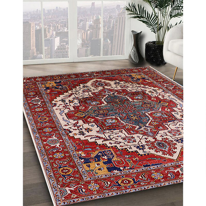 Machine Washable Industrial Modern Cranberry Red Rug in a Family Room, wshurb2382