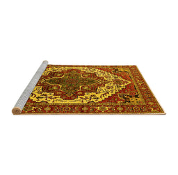 Sideview of Machine Washable Oriental Yellow Industrial Rug, wshurb2382yw
