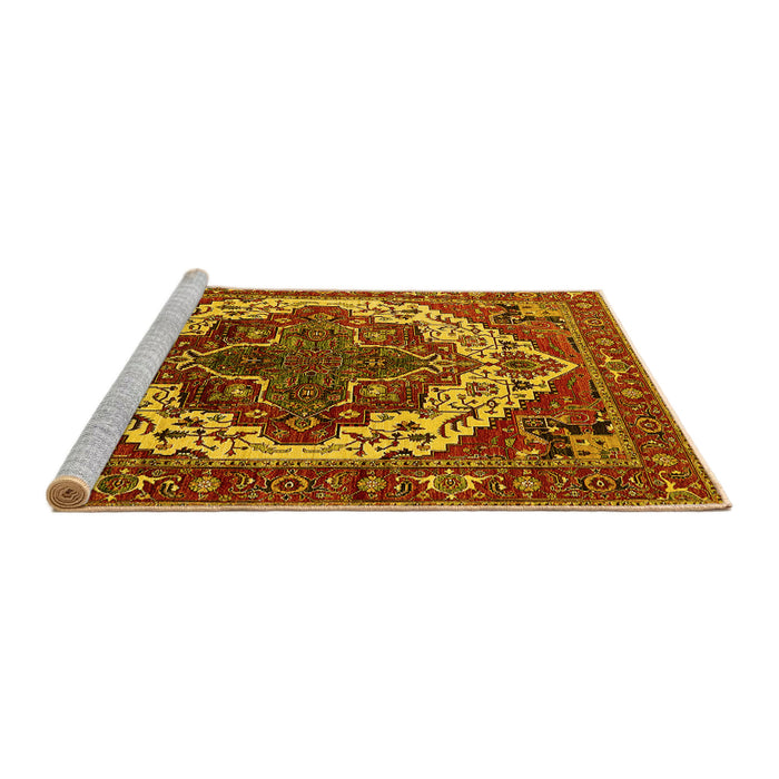 Sideview of Machine Washable Oriental Yellow Industrial Rug, wshurb2382yw