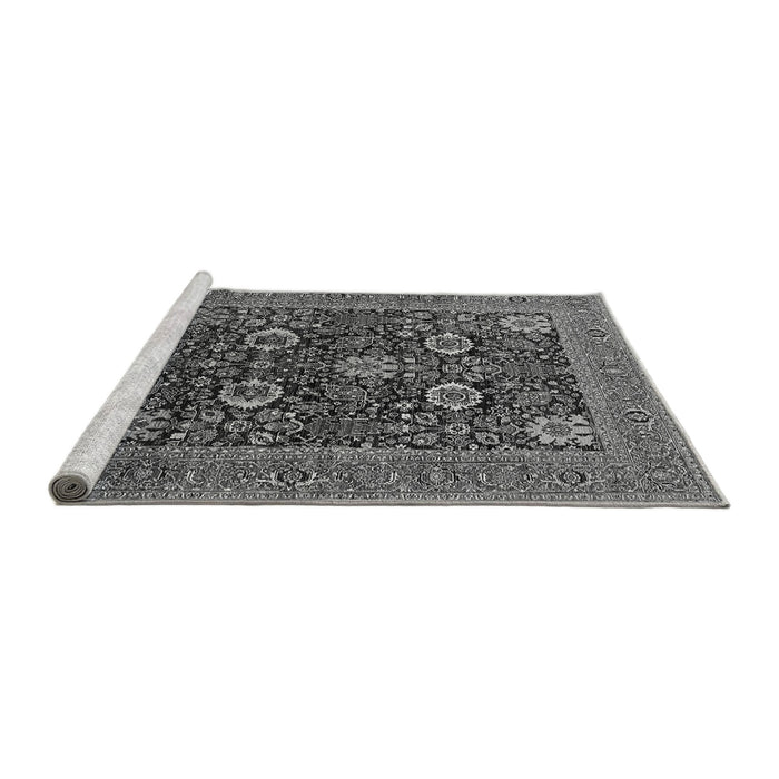Sideview of Machine Washable Oriental Gray Industrial Rug, wshurb2383gry