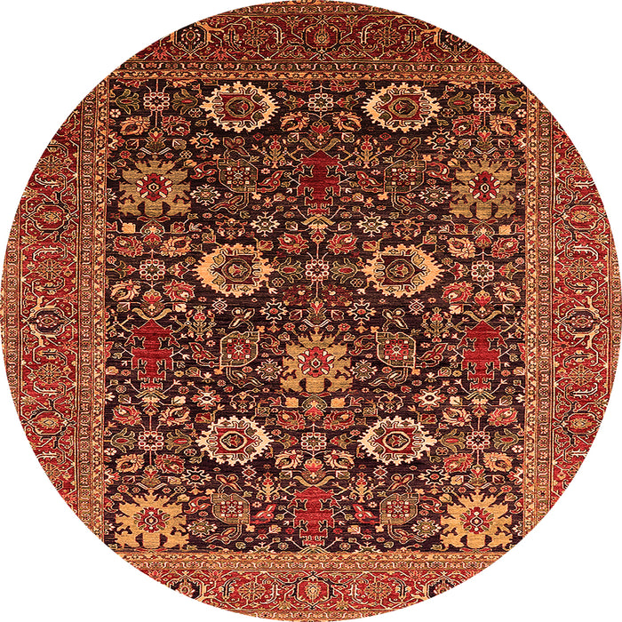 Round Oriental Orange Industrial Rug, urb2383org