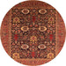 Round Oriental Orange Industrial Rug, urb2383org