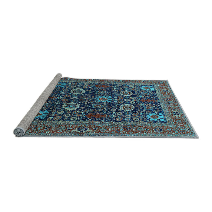 Sideview of Machine Washable Oriental Light Blue Industrial Rug, wshurb2383lblu