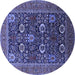 Round Oriental Blue Industrial Rug, urb2383blu