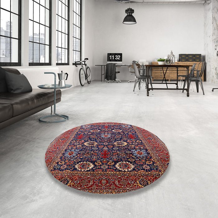 Round Machine Washable Industrial Modern Rosy Pink Rug in a Office, wshurb2383