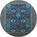 Round Oriental Light Blue Industrial Rug, urb2383lblu