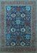 Machine Washable Oriental Light Blue Industrial Rug, wshurb2383lblu